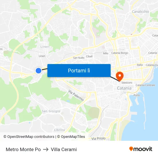 Metro Monte Po to Villa Cerami map