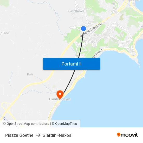 Piazza Goethe to Giardini-Naxos map