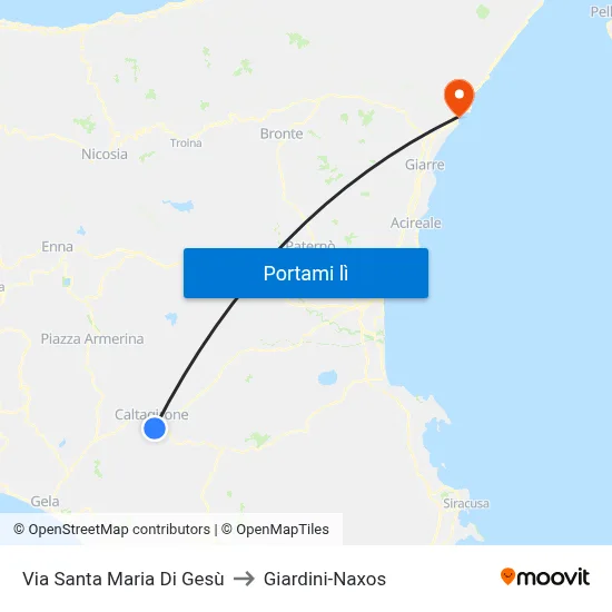 Via Santa Maria Di Gesù to Giardini-Naxos map