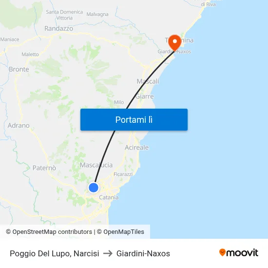 Poggio Del Lupo, Narcisi to Giardini-Naxos map