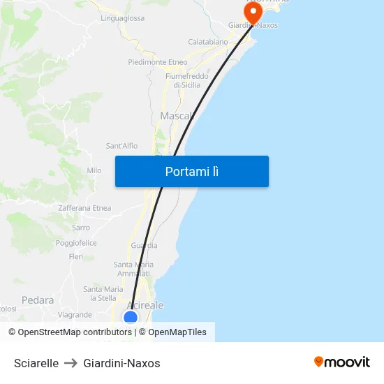 Sciarelle to Giardini-Naxos map