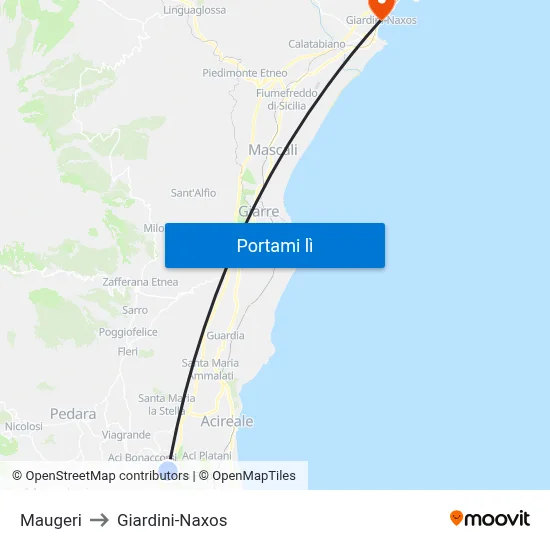 Maugeri to Giardini-Naxos map