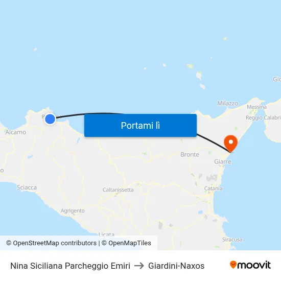 Nina Siciliana Parcheggio Emiri to Giardini-Naxos map