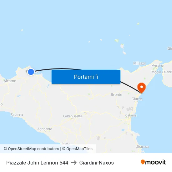Piazzale John Lennon 544 to Giardini-Naxos map