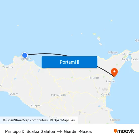 Principe Di Scalea Galatea to Giardini-Naxos map