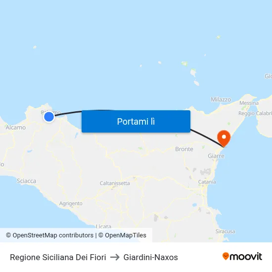 Regione Siciliana Dei Fiori to Giardini-Naxos map