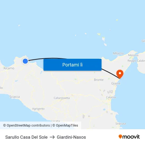 Sarullo Casa Del Sole to Giardini-Naxos map