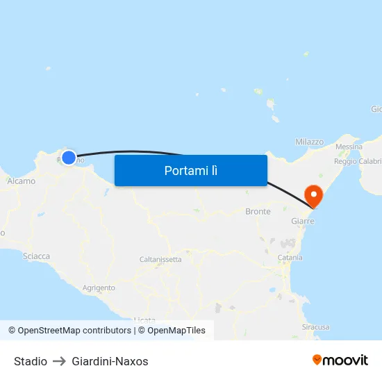 Stadio to Giardini-Naxos map