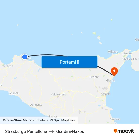 Strasburgo Pantelleria to Giardini-Naxos map