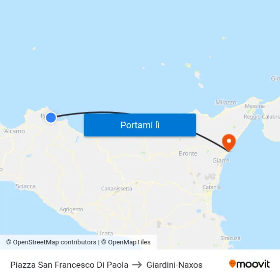 Piazza San Francesco Di Paola to Giardini-Naxos map