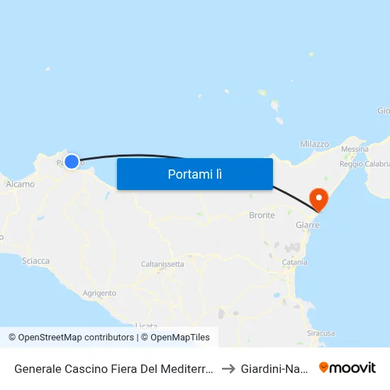 Generale Cascino Fiera Del Mediterraneo to Giardini-Naxos map