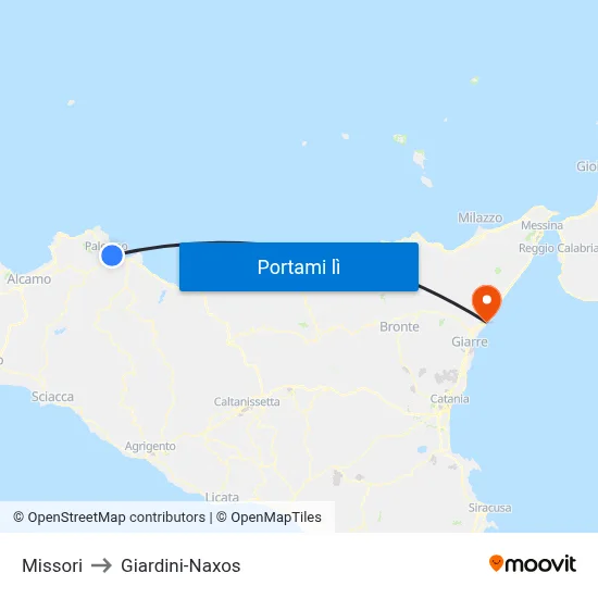 Missori to Giardini-Naxos map