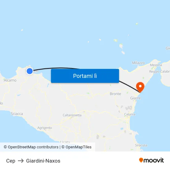 Cep to Giardini-Naxos map