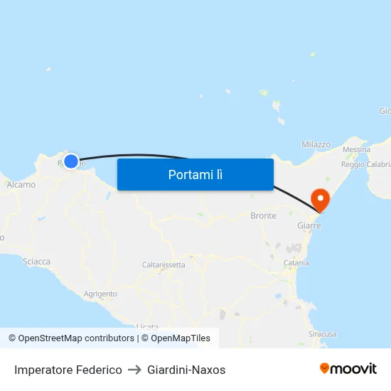 Imperatore Federico to Giardini-Naxos map
