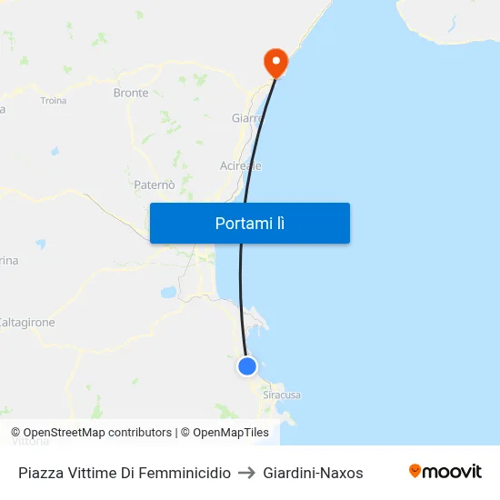 Piazza Vittime Di Femminicidio to Giardini-Naxos map