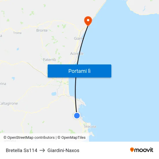 Bretella Ss114 to Giardini-Naxos map