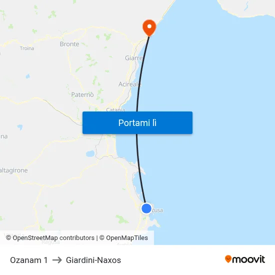 Ozanam 1 to Giardini-Naxos map