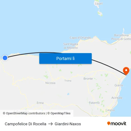 Campofelice Di Rocella to Giardini-Naxos map
