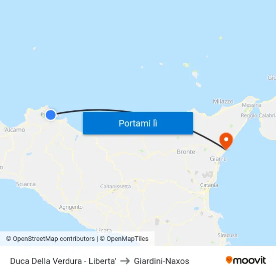 Duca Della Verdura - Liberta' to Giardini-Naxos map