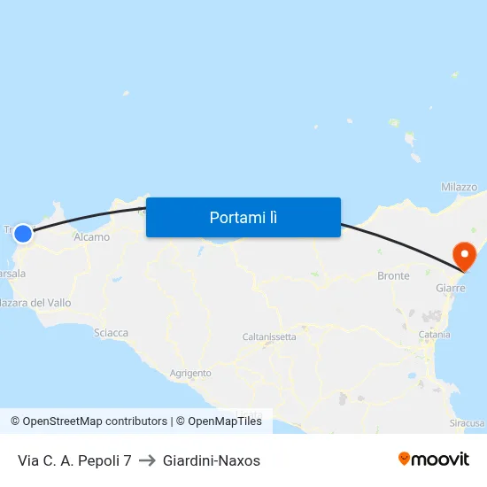Via C. A. Pepoli 7 to Giardini-Naxos map
