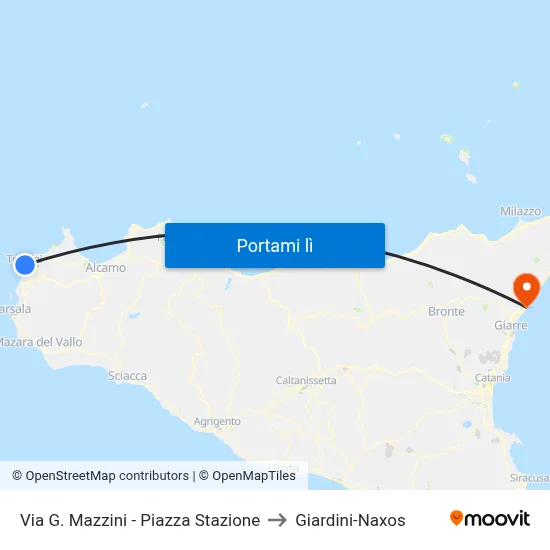 Via G. Mazzini - Piazza Stazione to Giardini-Naxos map