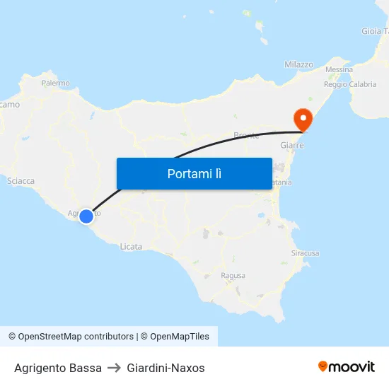 Agrigento Bassa to Giardini-Naxos map