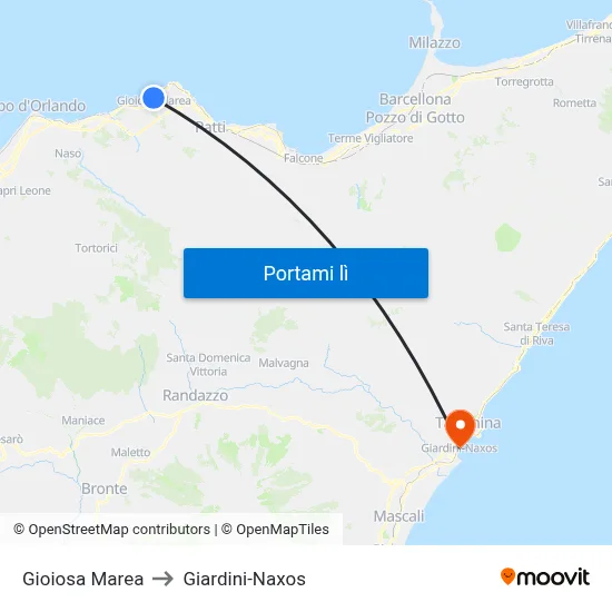 Gioiosa Marea to Giardini-Naxos map