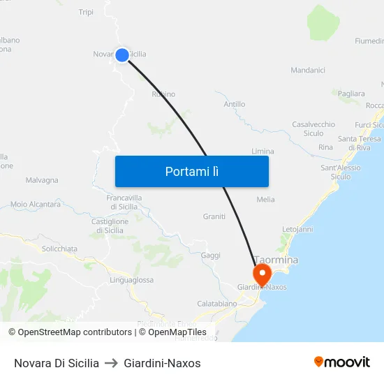 Novara Di Sicilia to Giardini-Naxos map