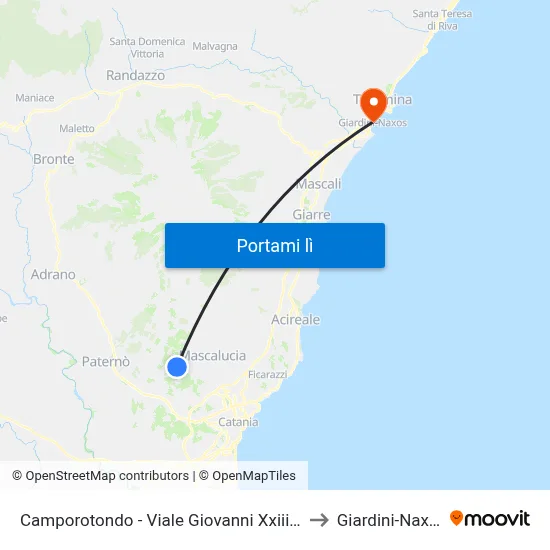 Camporotondo - Viale Giovanni Xxiii, 33 to Giardini-Naxos map