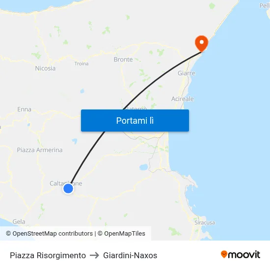 Piazza Risorgimento to Giardini-Naxos map