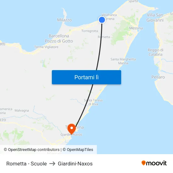 Rometta - Scuole to Giardini-Naxos map