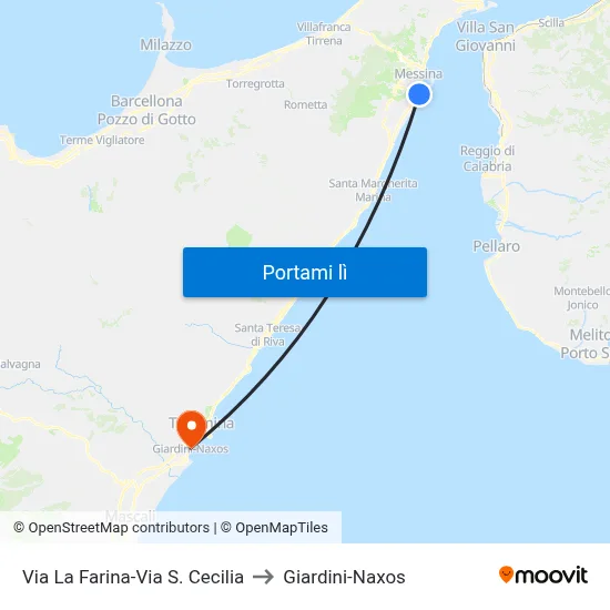 Via La Farina-Via S. Cecilia to Giardini-Naxos map