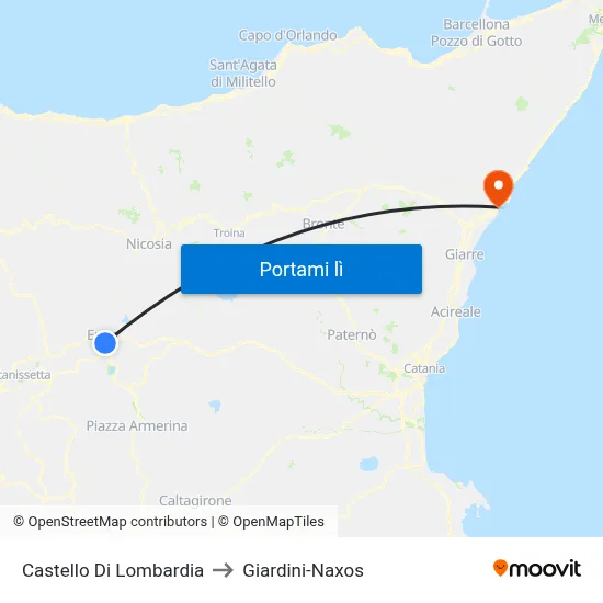 Castello Di Lombardia to Giardini-Naxos map