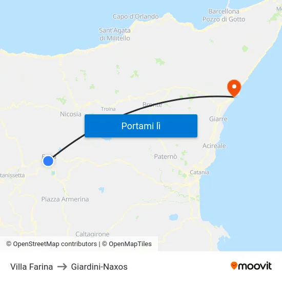Villa Farina to Giardini-Naxos map