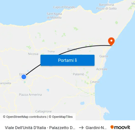 Viale Dell'Unità D'Italia - Palazzetto Dello Sport to Giardini-Naxos map