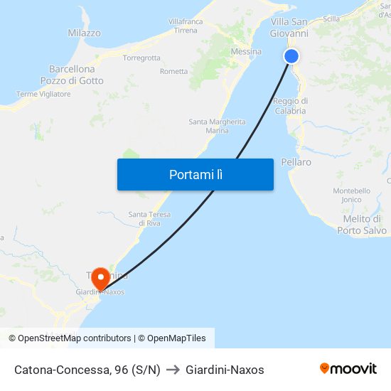 Catona-Concessa, 96 (S/N) to Giardini-Naxos map