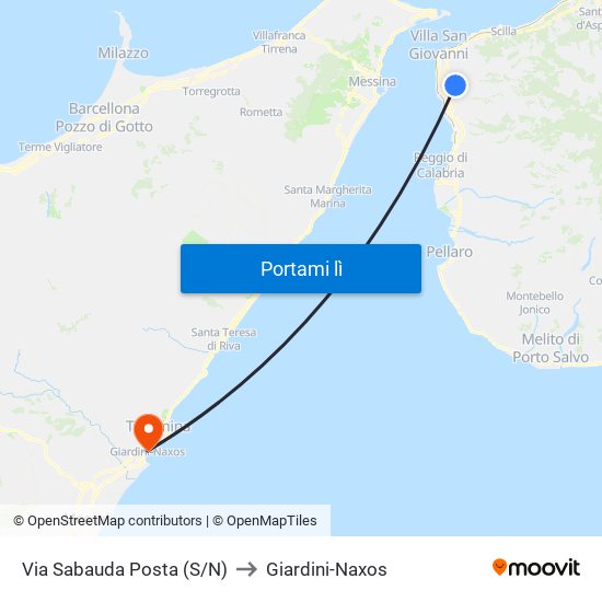 Via Sabauda  Posta (S/N) to Giardini-Naxos map