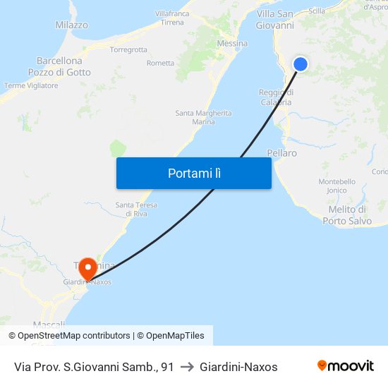 Via Prov. S.Giovanni Samb., 91 to Giardini-Naxos map