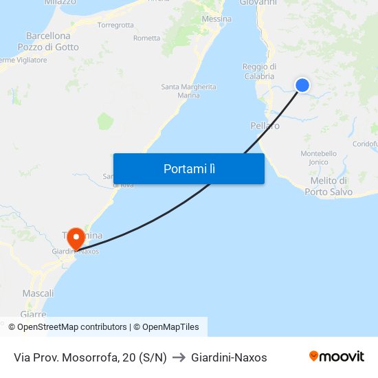 Via Prov. Mosorrofa, 20 (S/N) to Giardini-Naxos map