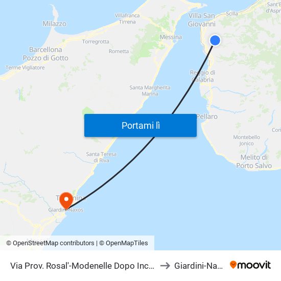 Via Prov. Rosal'-Modenelle Dopo Inc. Mod to Giardini-Naxos map