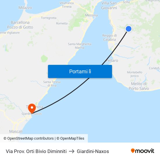 Via Prov. Orti  Bivio Diminniti to Giardini-Naxos map