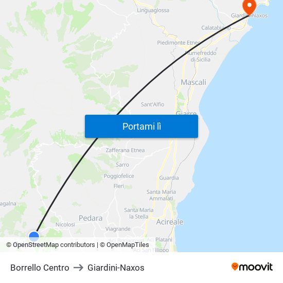 Borrello Centro to Giardini-Naxos map