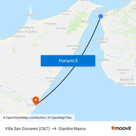Villa San Giovanni (C&T) to Giardini-Naxos map