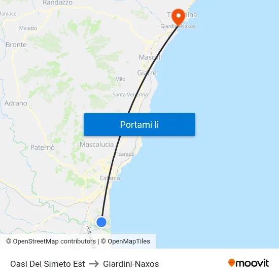 Oasi Del Simeto Est to Giardini-Naxos map