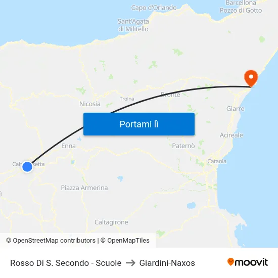 Rosso Di S. Secondo - Scuole to Giardini-Naxos map