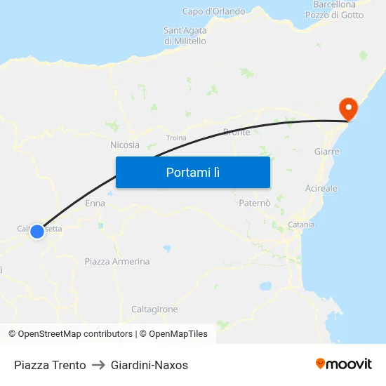 Piazza Trento to Giardini-Naxos map