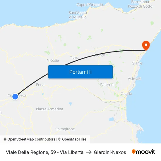 Viale Della Regione, 59 - Via Libertà to Giardini-Naxos map