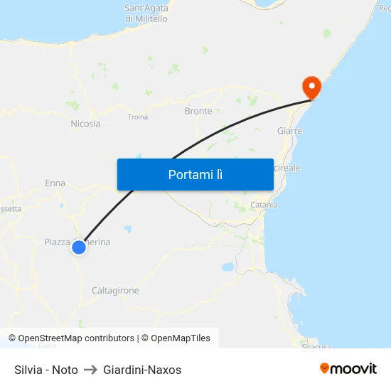 Silvia - Noto to Giardini-Naxos map