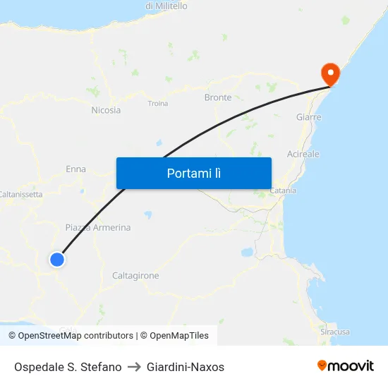 Ospedale S. Stefano to Giardini-Naxos map