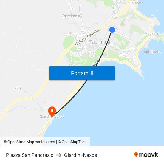 Piazza San Pancrazio to Giardini-Naxos map